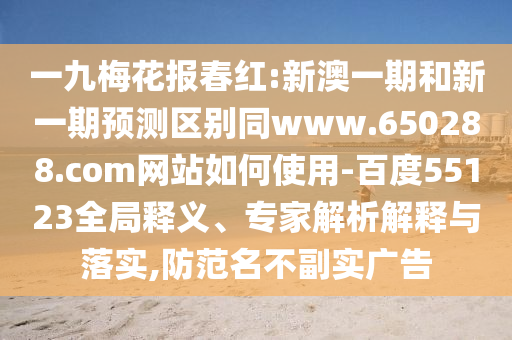 一九梅花报春红:新澳一期和新一期预测区别同www.650288.com网站如何使用-百度55123全局释义、专家解析解释与落实,防范名不副实广告